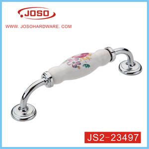 White with Flower Zinc Alloy Ceramics of Furniture Accessories for Cabinet